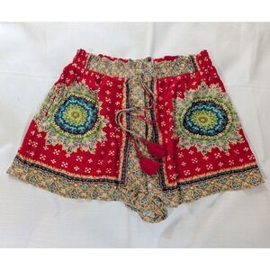 NWT Band of Gypsies Medallion Tassel Drawstring Shorts Women Large Festival Boho